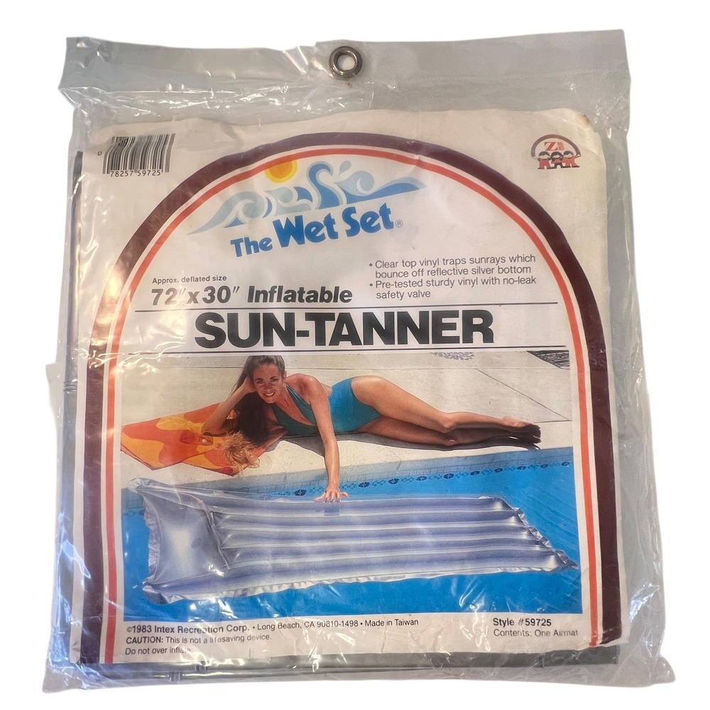 Vintage‎ 1983 Intex Wet Set Inflatable Sun-Tanner Pool Float 72x30 Silver 59725